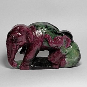 811.73 ct Multicolor Ruby-Zoisite Gemstone, Ruby-Zoisite Gem in Carved Elephant Shape for Sale.
