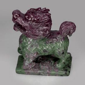 836.38 ct Multicolor Ruby-Zoisite Stone, Natural Ruby-Zoisite in Carved Chinese Lion Shape for Sale