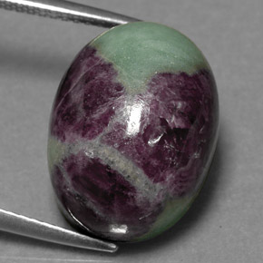 19.04 ct Multicolor Ruby-Zoisite Stone, Natural Ruby-Zoisite in Oval Cabochon Shape for Sale