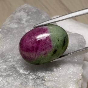 19.75 ct Multicolor Ruby-Zoisite Stone, Natural Ruby-Zoisite in Oval Cabochon Shape for Sale