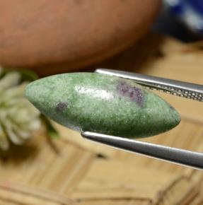 5.98 ct Green Ruby-Zoisite Stone, Natural Ruby-Zoisite in Marquise Cabochon Shape for Sale