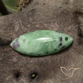 9.35 ct Green Ruby-Zoisite Stone, Natural Ruby-Zoisite in Marquise Cabochon Shape for Sale
