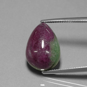 18.64 ct Multicolor Ruby-Zoisite Gemstone, Ruby-Zoisite Gem in Pear Cabochon Shape for Sale.