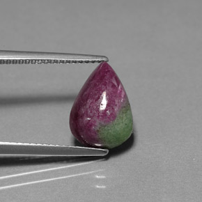 5.18 ct Multicolor Ruby-Zoisite Gemstone, Ruby-Zoisite Gem in Pear Cabochon Shape for Sale.