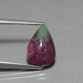 5.85 ct Multicolor Ruby-Zoisite Gemstone, Ruby-Zoisite Gem in Pear Cabochon Shape for Sale.