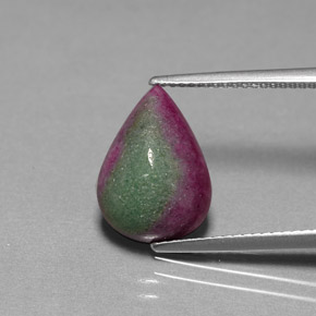 6.24 ct Multicolor Ruby-Zoisite Gemstone, Ruby-Zoisite Gem in Pear Cabochon Shape for Sale.