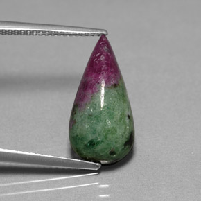 6.99 ct Multicolor Ruby-Zoisite Gemstone, Ruby-Zoisite Gem in Pear Cabochon Shape for Sale.