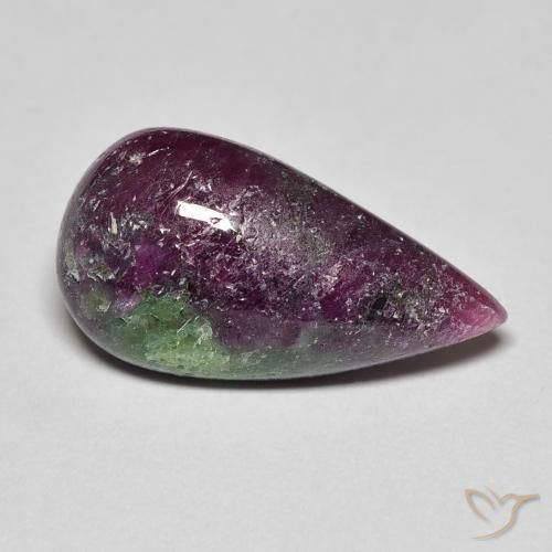 9.25 ct Multicolor Ruby-Zoisite Stone, Natural Ruby-Zoisite in Pear Cabochon Shape for Sale