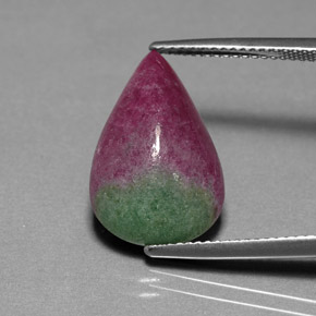 9.30 ct Multicolor Ruby-Zoisite Gemstone, Ruby-Zoisite Gem in Pear Cabochon Shape for Sale.