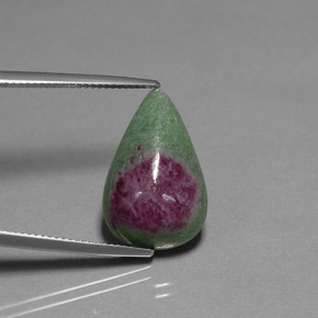 13.36 ct Multicolor Ruby-Zoisite Gemstone, Ruby-Zoisite Gem in Pear Cabochon Shape for Sale.
