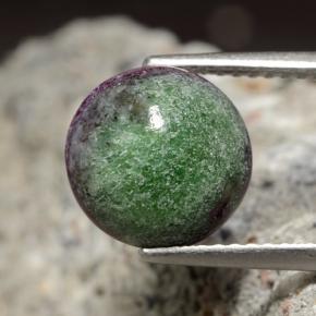 3.97 ct Multicolor Ruby-Zoisite Gemstone, Ruby-Zoisite Gem in Round Cabochon Shape for Sale.