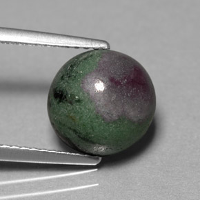 5.46 ct Multicolor Ruby-Zoisite Gemstone, Ruby-Zoisite Gem in Round Cabochon Shape for Sale.