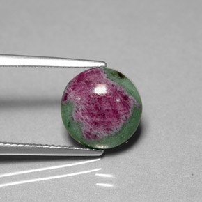 4.96 ct Multicolor Ruby-Zoisite Gemstone, Ruby-Zoisite Gem in Round Cabochon Shape for Sale.