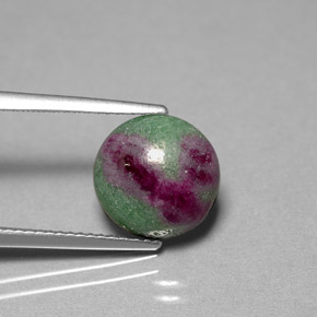 5.38 ct Multicolor Ruby-Zoisite Gemstone, Ruby-Zoisite Gem in Round Cabochon Shape for Sale.