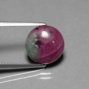 6.09 ct Multicolor Ruby-Zoisite Gemstone, Ruby-Zoisite Gem in Round Cabochon Shape for Sale.