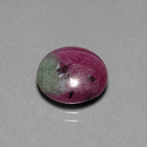 6.09 ct Multicolor Ruby-Zoisite Stone, Natural Ruby-Zoisite in Round Cabochon Shape for Sale