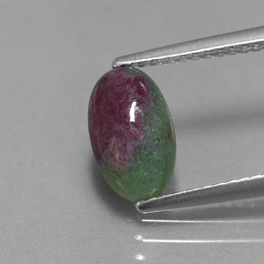 1.93 ct Multicolor Ruby-Zoisite Gemstone, Ruby-Zoisite Gem in Oval Cabochon Shape for Sale.