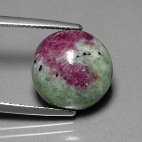 13.36 ct Multicolor Ruby-Zoisite Gemstone, Ruby-Zoisite Gem in Round Cabochon Shape for Sale.