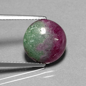 7.28 ct Multicolor Ruby-Zoisite Gemstone, Ruby-Zoisite Gem in Round Cabochon Shape for Sale.