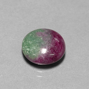 7.28 ct Multicolor Ruby-Zoisite Stone, Natural Ruby-Zoisite in Round Cabochon Shape for Sale