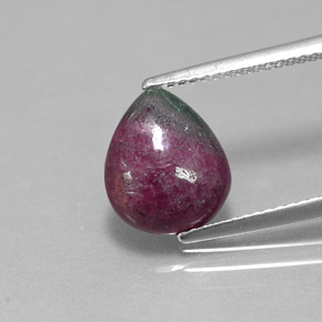 3.83 ct Multicolor Ruby-Zoisite Gemstone, Ruby-Zoisite Gem in Pear Cabochon Shape for Sale.