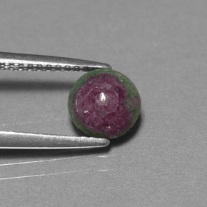 1.33 ct Multicolor Ruby-Zoisite Stone, Natural Ruby-Zoisite in Round Cabochon Shape for Sale