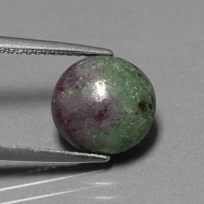 3.81 ct Multicolor Ruby-Zoisite Stone, Natural Ruby-Zoisite in Round Cabochon Shape for Sale