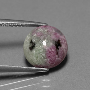4.14 ct Multicolor Ruby-Zoisite Stone, Natural Ruby-Zoisite in Round Cabochon Shape for Sale