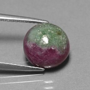 4.68 ct Multicolor Ruby-Zoisite Stone, Natural Ruby-Zoisite in Round Cabochon Shape for Sale