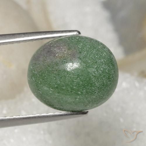 7.26 ct Green Ruby-Zoisite Stone, Natural Ruby-Zoisite in Oval Cabochon Shape for Sale