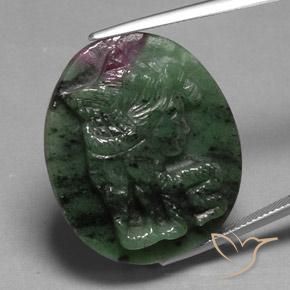 41.05 ct Carved Ruby-Zoisite, 30.5 x 26.2 mm From Tanzania, Photo A