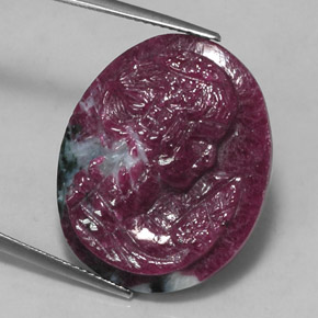 28.53 ct Multicolor Ruby-Zoisite Stone, Natural Ruby-Zoisite in Carved Cameo Shape for Sale