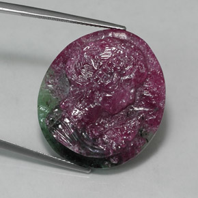 32.60 ct Multicolor Ruby-Zoisite Stone, Natural Ruby-Zoisite in Carved Cameo Shape for Sale