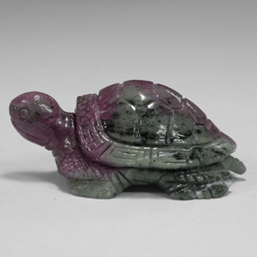 131.95 ct Multicolor Ruby-Zoisite Gemstone, Ruby-Zoisite Gem in Carved Turtle Shape for Sale.