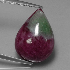 14.55 ct Multicolor Ruby-Zoisite Gemstone, Ruby-Zoisite Gem in Pear Cabochon Shape for Sale.