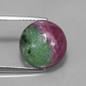8.08 ct Multicolor Ruby-Zoisite Gemstone, Ruby-Zoisite Gem in Round Cabochon Shape for Sale.