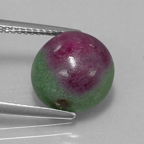 7.72 ct Multicolor Ruby-Zoisite Gemstone, Ruby-Zoisite Gem in Round Cabochon Shape for Sale.