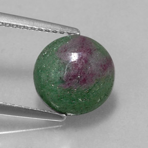 3.56 ct Multicolor Ruby-Zoisite Gemstone, Ruby-Zoisite Gem in Round Cabochon Shape for Sale.