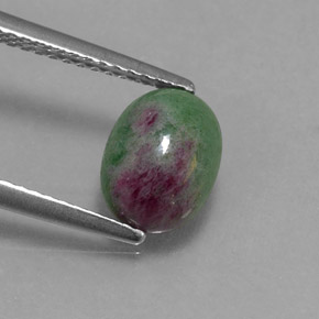 2.27 ct Multicolor Ruby-Zoisite Gemstone, Ruby-Zoisite Gem in Oval Cabochon Shape for Sale.