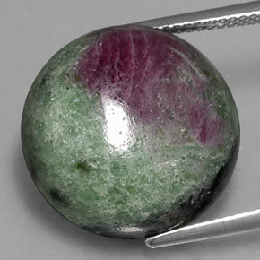 25.78 ct Multicolor Ruby-Zoisite Gemstone, Ruby-Zoisite Gem in Round Cabochon Shape for Sale.