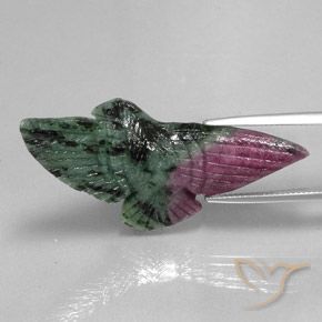 38.10 ct Multicolor Ruby-Zoisite Stone, Natural Ruby-Zoisite in Bird Carving Shape for Sale
