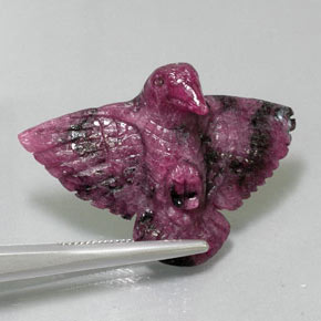48.53 ct Multicolor Ruby-Zoisite Stone, Natural Ruby-Zoisite in Bird Carving Shape for Sale