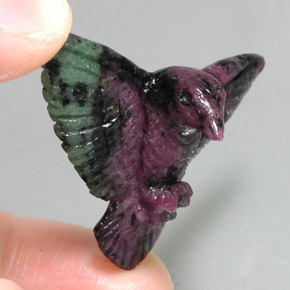52.46 ct Multicolor Ruby-Zoisite Stone, Natural Ruby-Zoisite in Bird Carving Shape for Sale
