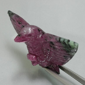 51.61 ct Multicolor Ruby-Zoisite Stone, Natural Ruby-Zoisite in Bird Carving Shape for Sale