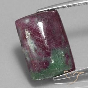 Rubino zoisite Baguette Pan di Zucchero Cabochon da 13,01 ct dalla Tanzania, dimensione 17,1 x 12mm, purezza Opaque, pietra preziosa naturale non trattati, Rubino zoisite 1pc in colore Multicolore, durezza Mohs di 6,5 - 7 adatto per gioielli da indossare ogni giorno, Photo A