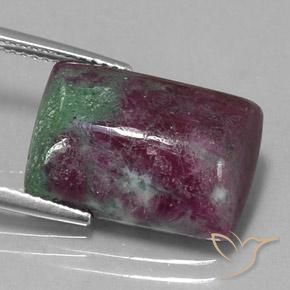 13.01 ct Multicolor Ruby-Zoisite Stone, Natural Ruby-Zoisite in Baguette Sugarloaf Cabochon Shape for Sale