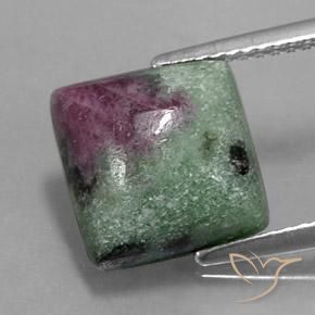 Rubis-zoisite carré de 6,74 ct, 10,4 x 10,2 mm de Tanzanie, Photo A