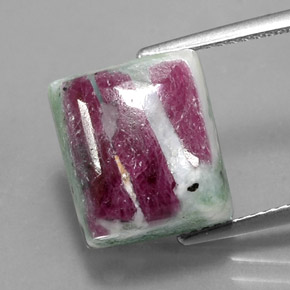 11.84 ct Multicolor Ruby-Zoisite Gemstone, Ruby-Zoisite Gem in Baguette Cabochon Shape for Sale.