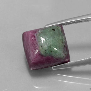 7.62 ct Multicolor Ruby-Zoisite Gemstone, Ruby-Zoisite Gem in Square Cabochon Shape for Sale.