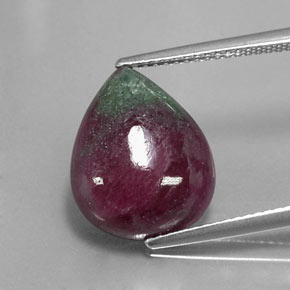 9.65 ct Multicolor Ruby-Zoisite Gemstone, Ruby-Zoisite Gem in Pear Cabochon Shape for Sale.